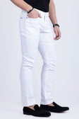 Barabas Men's Straight Fit Premium Solid White Denim Jeans 2JE10ST White