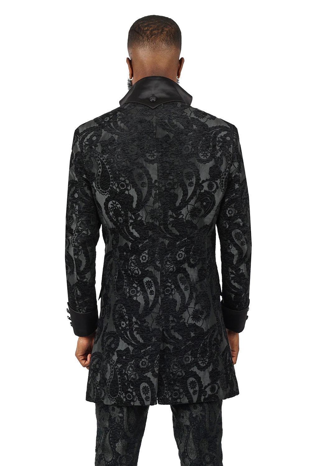 BARABAS Men's Paisley Peak Lapel Luxury Embroidered Blazer 2LBL01 Black
