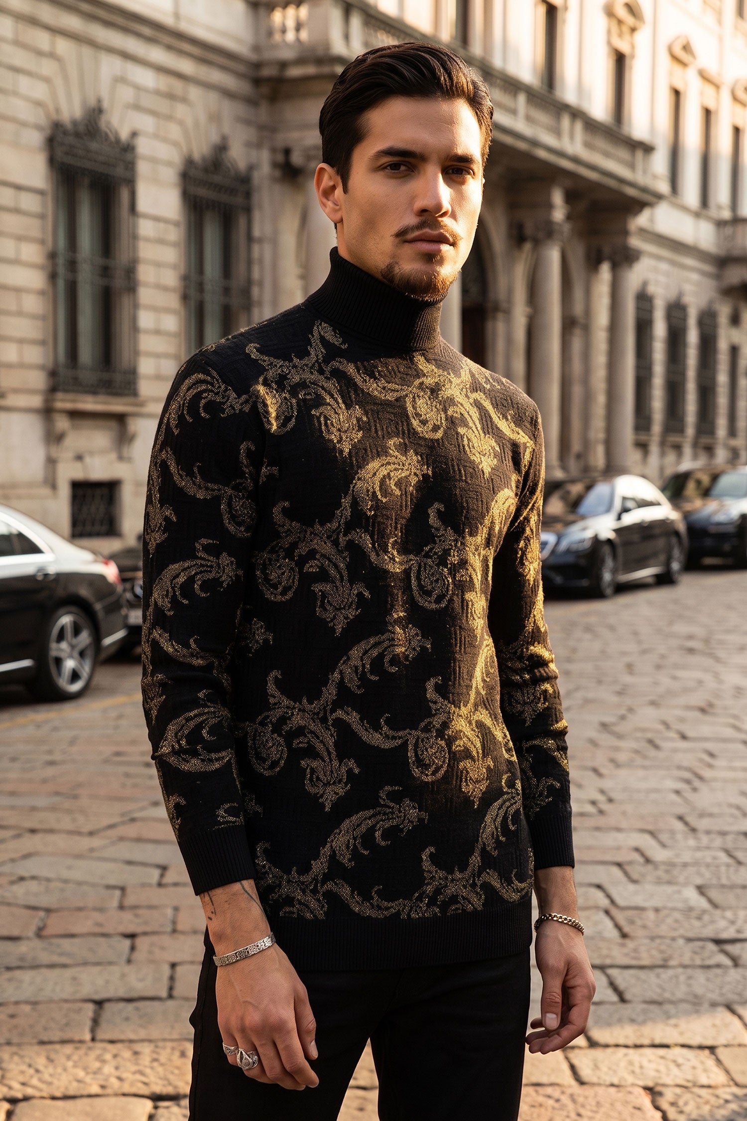 De Angelo Floral Turtleneck Sweater