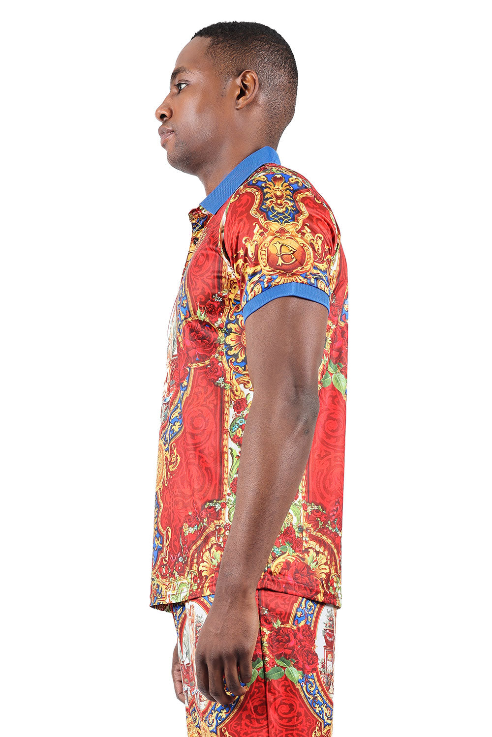 Barabas Men's Medusa Angel Floral Baroque Polo Shirts 2PSP07 Multi