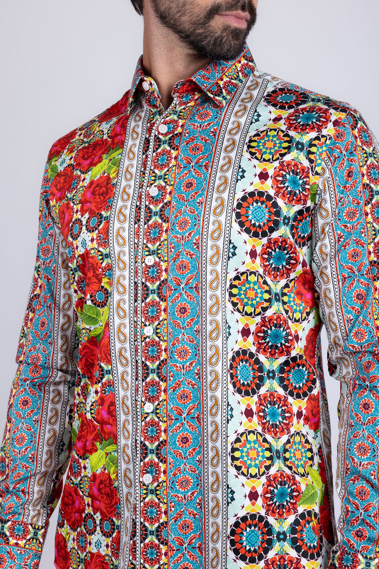 Barabas Long Sleeve Rose Pattern Men's Button Down Dress Shirts 2SA02