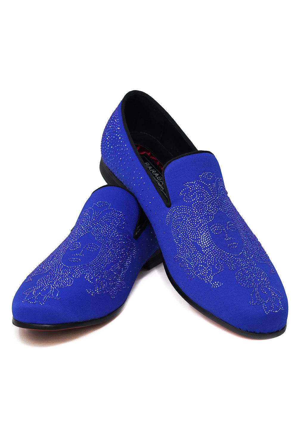 BARABAS Men's Medusa Rhinestone Jewels Slip On Dress Shoes 2SHR12 Royal