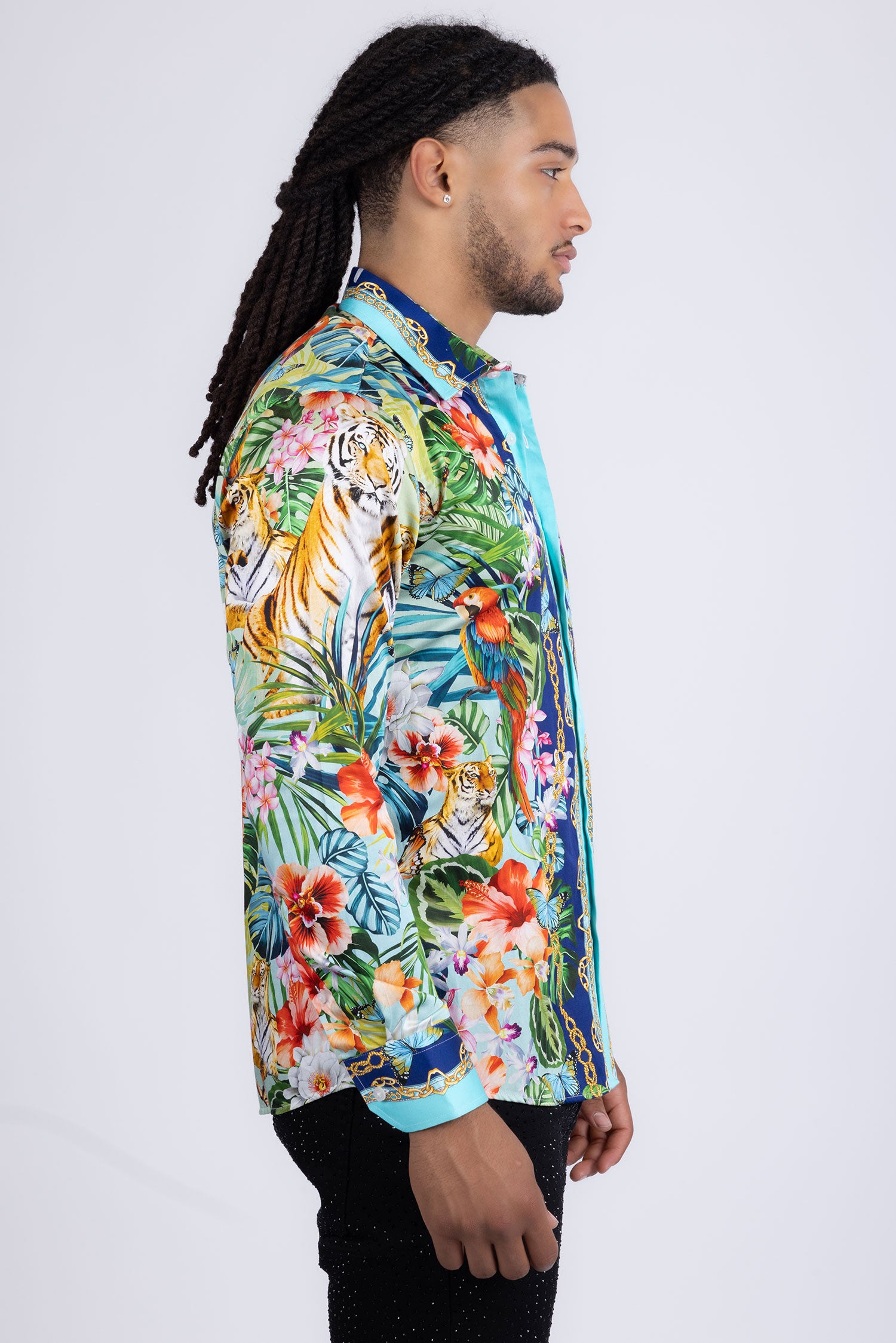 Barabas Men's Tiger Parrot Floral Button Down Dress Shirts 2SP37