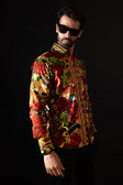 BARABAS Men's Rhinestone Tiger Floral Butterfly Luxury Shirt 2SPR224 Multi