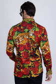 BARABAS Men's Rhinestone Tiger Floral Butterfly Luxury Shirt 2SPR224 Multi