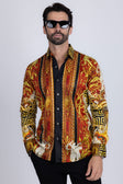 BARABAS Men's Rhinestone Angles Greek Pattern Crown Shirts 2SPR28