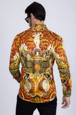 BARABAS Men's Rhinestone Angles Greek Pattern Crown Shirts 2SPR28