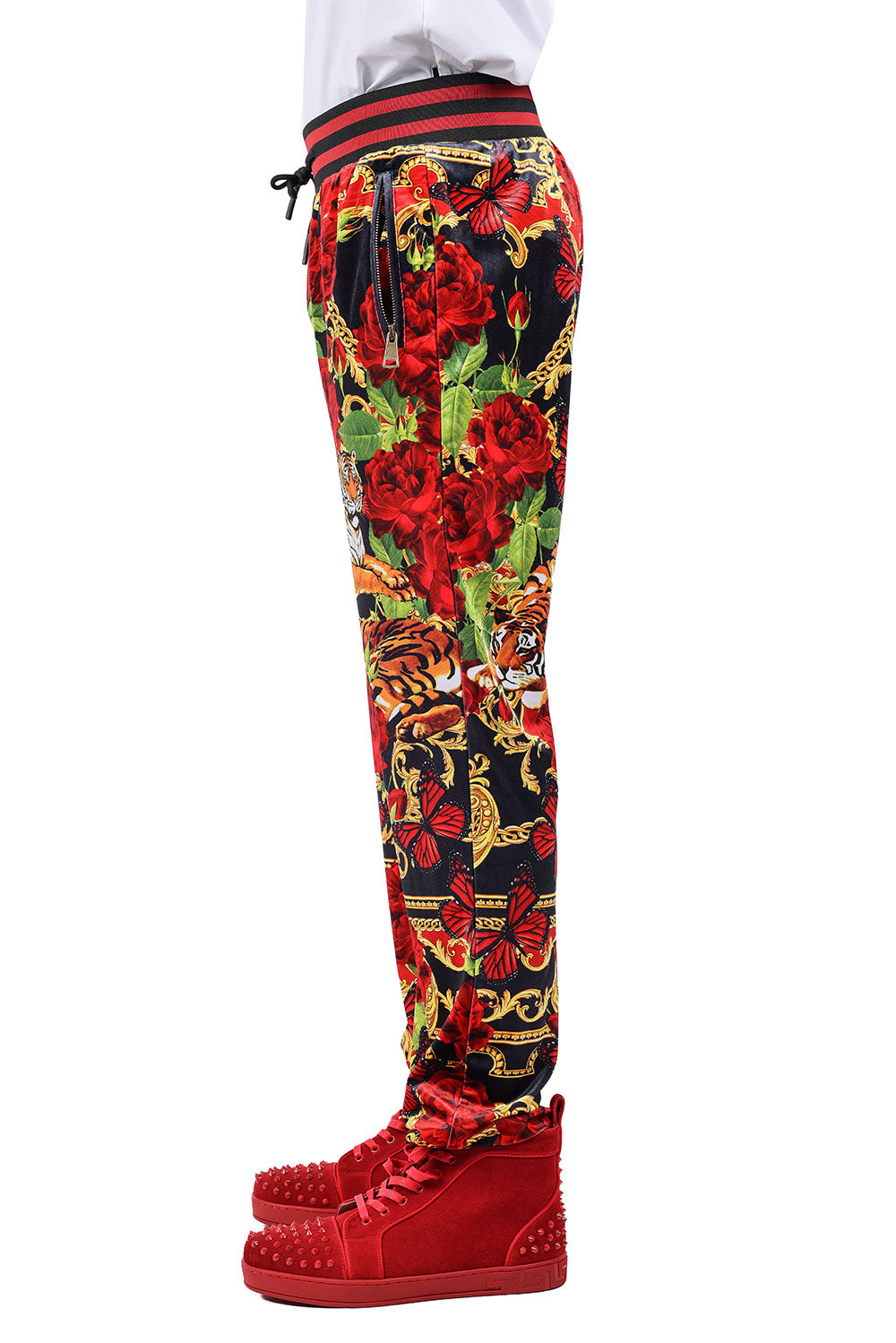 BARABAS Men's Tiger Floral Baroque Design Jogger Pants 2TPP20 Multi