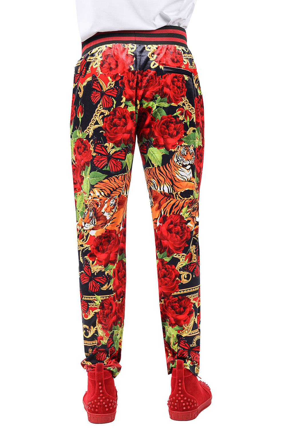 BARABAS Men's Tiger Floral Baroque Design Jogger Pants 2TPP20 Multi