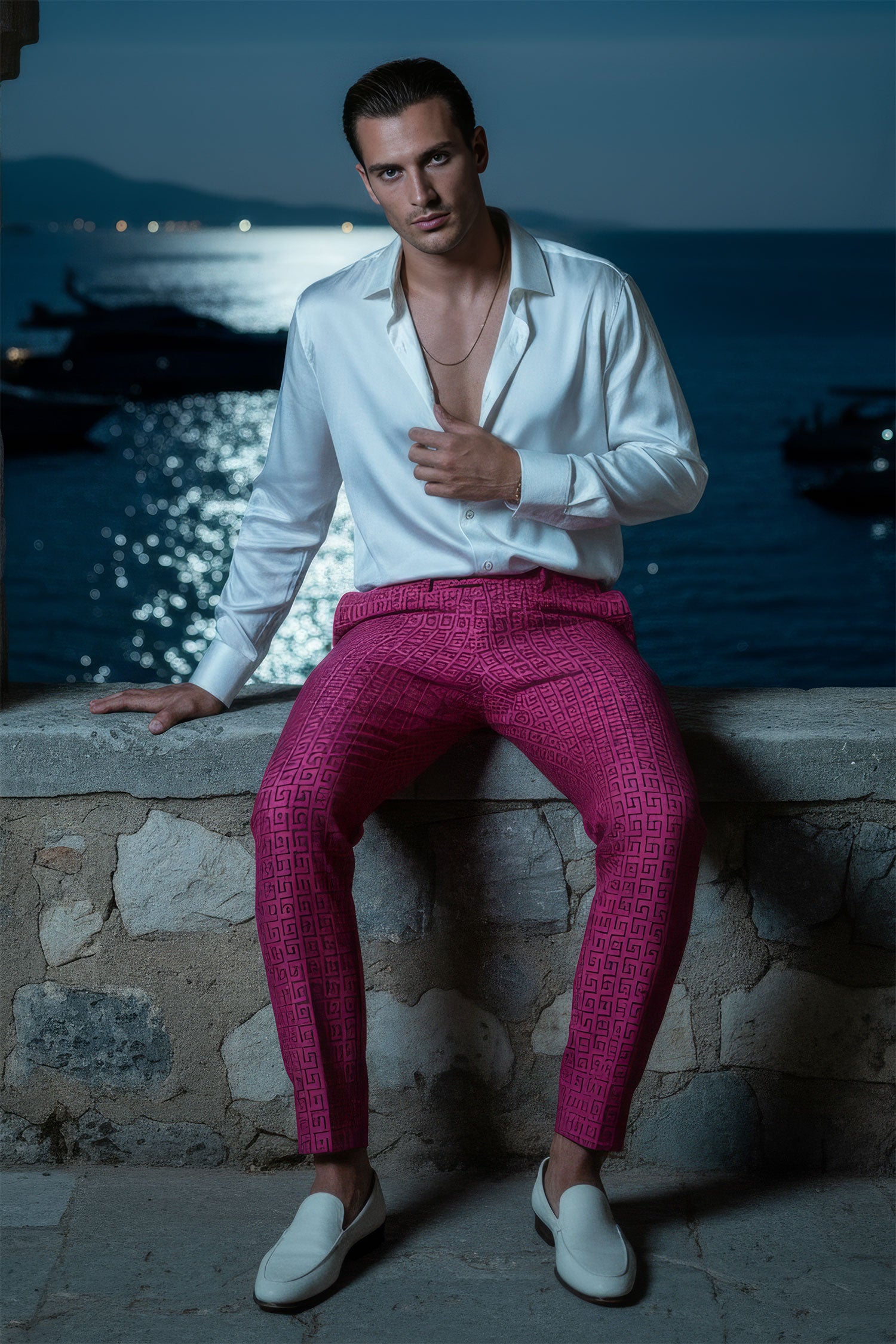 Barabas Men's Greek Pattern Baroque Luxury Pants 2CP3087