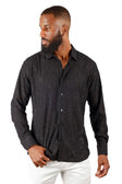BARABAS Men's Lace See Through Stretch Sheer Long Sleeve Shirts 3B25 #Color_Black