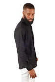 BARABAS Men's Lace See Through Stretch Sheer Long Sleeve Shirts 3B25 #Color_Black