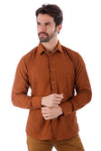 BARABAS Men's Lace See Through Stretch Sheer Long Sleeve Shirts 3B25 #Color_Nutshell