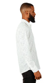 BARABAS Men's Lace See Through Stretch Sheer Long Sleeve Shirts 3B25 #Color_White