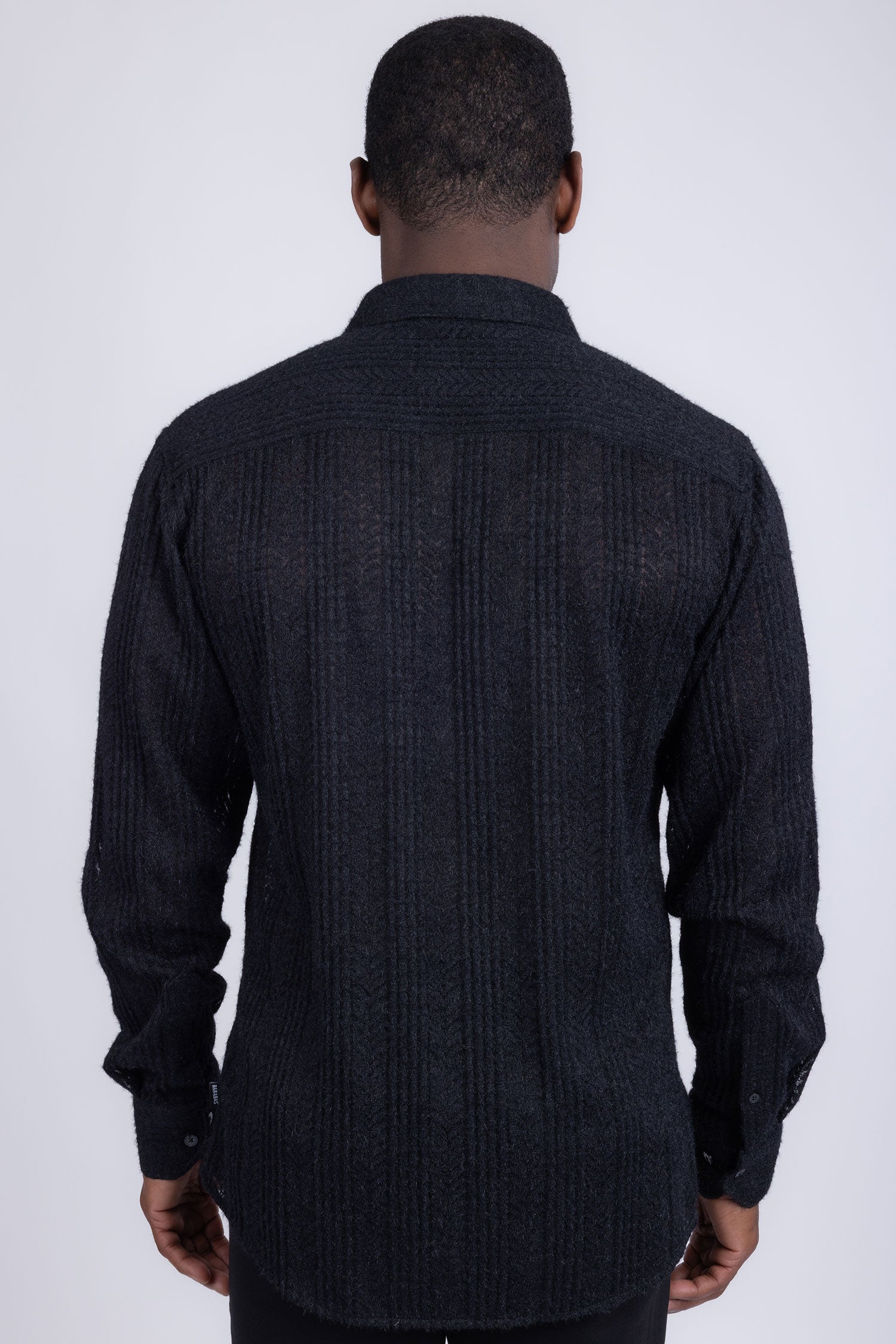 BARABAS Men's Cable Knit Wool Stretch Soft Long Sleeve Shirts 3B26 Black