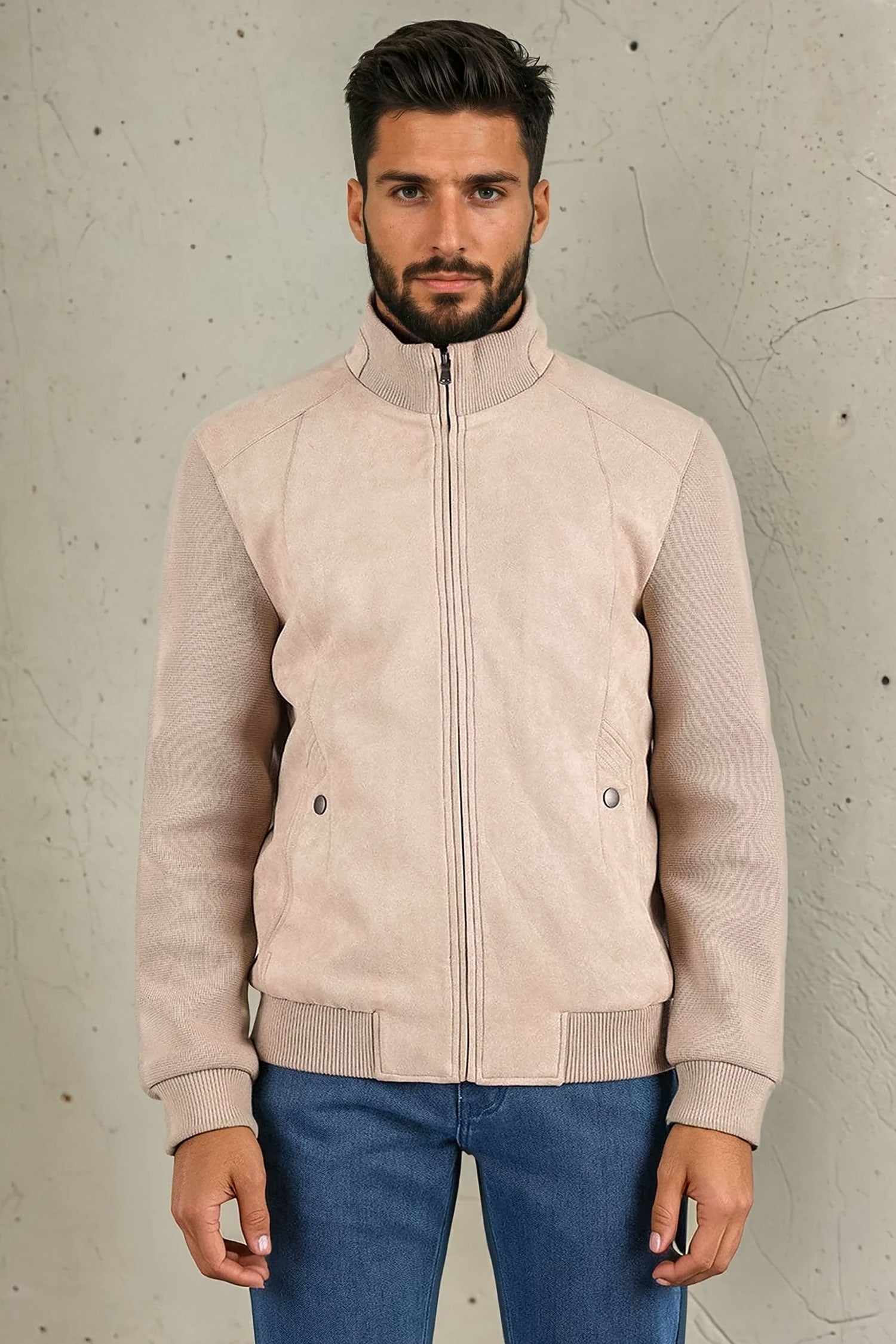 Barabas Men's Velvet Ribbed Warm Bomber Varsity Jacket 3BH82 
