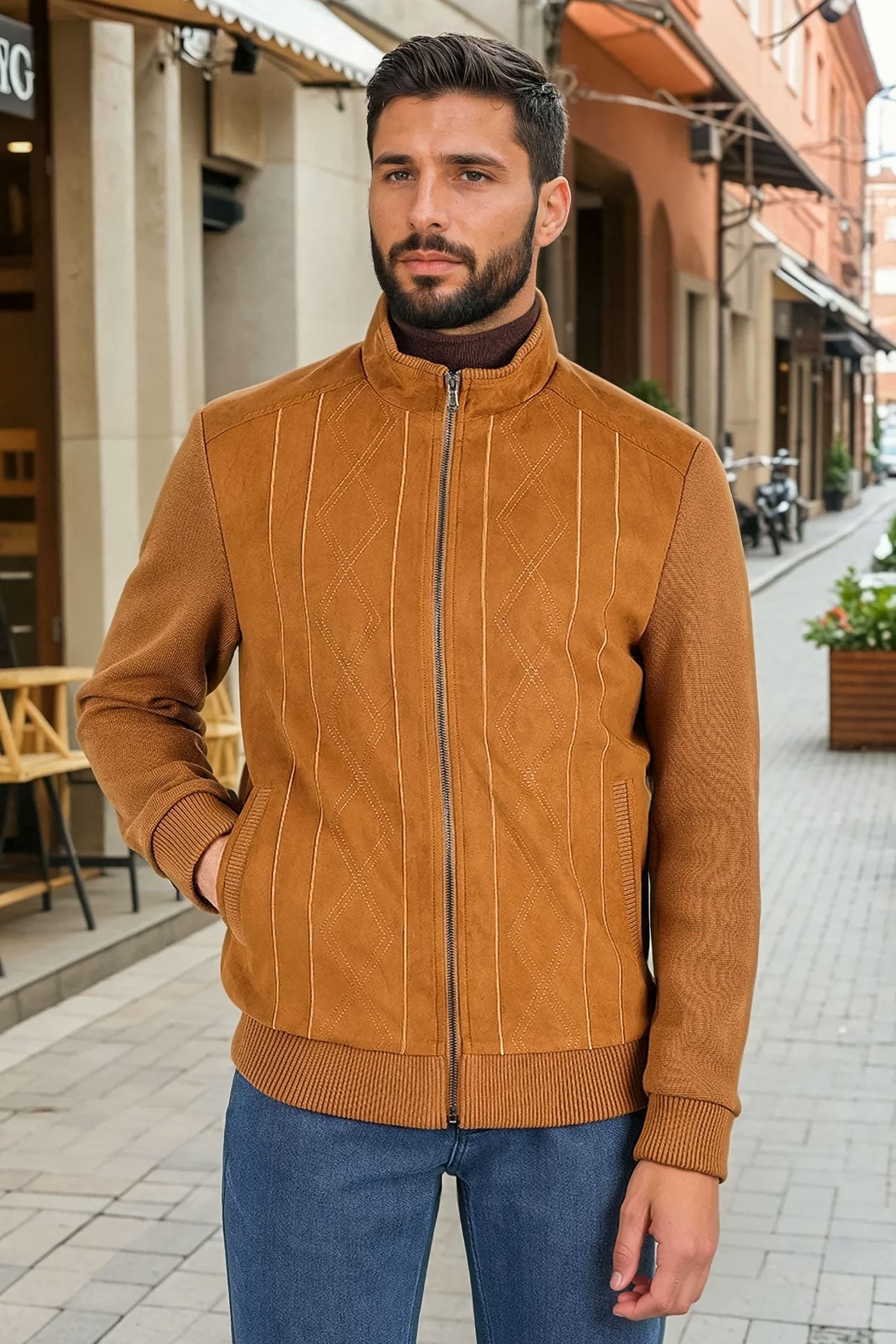 Barabas Men's Velvet Warm Bomber Varsity Jacket 3BH83 