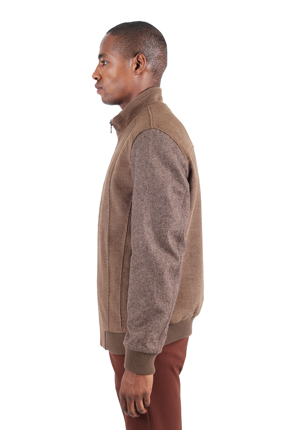 Barabas Men's Suede Warm Comfortable Varsity Jacket 3BH84 Brown
