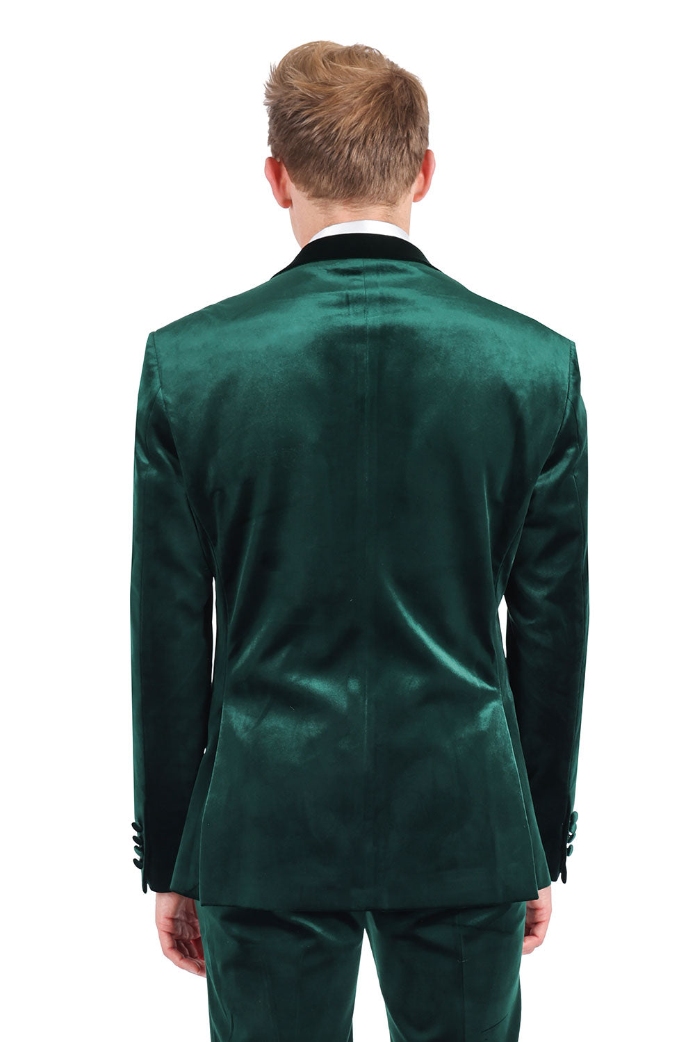 BARABAS Men's Velvet Shiny Finish Peak Lapel Blazer 3BL04 Green