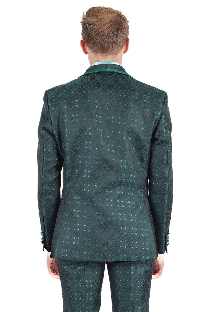 BARABAS Men's Premium Geometric Shawl Blazer 3BL05 Green