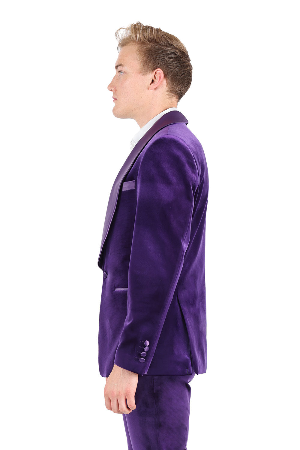 BARABAS Men's Velvet Shiny Finish Shawl Lapel Blazer 3BL06 Purple