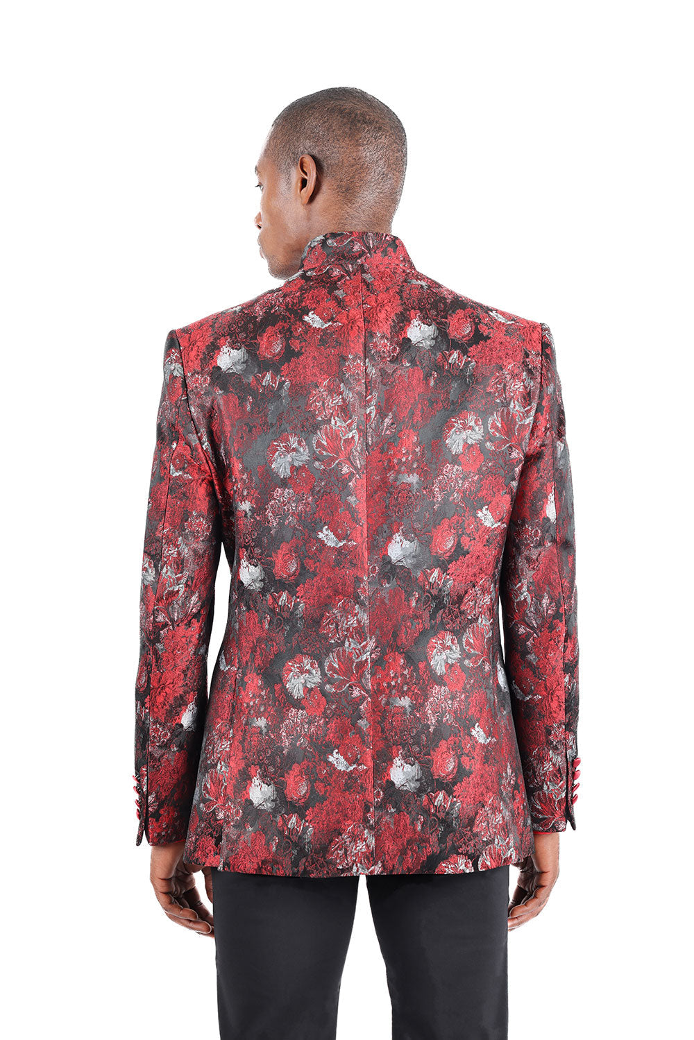 Barabas Men's Floral Decorative Luxury Notch Lapel Blazer 3BL07 Wine