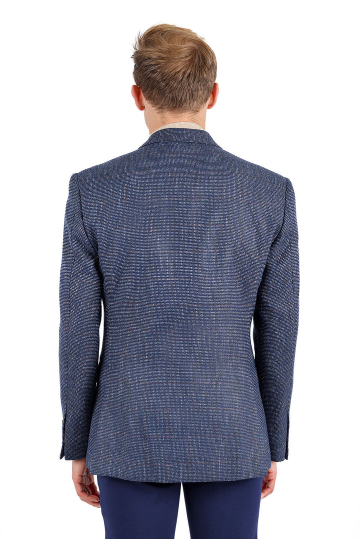 BARABAS Men's Tweed Checkered Plaid Sport Coat Blazer 3BL09 Blue