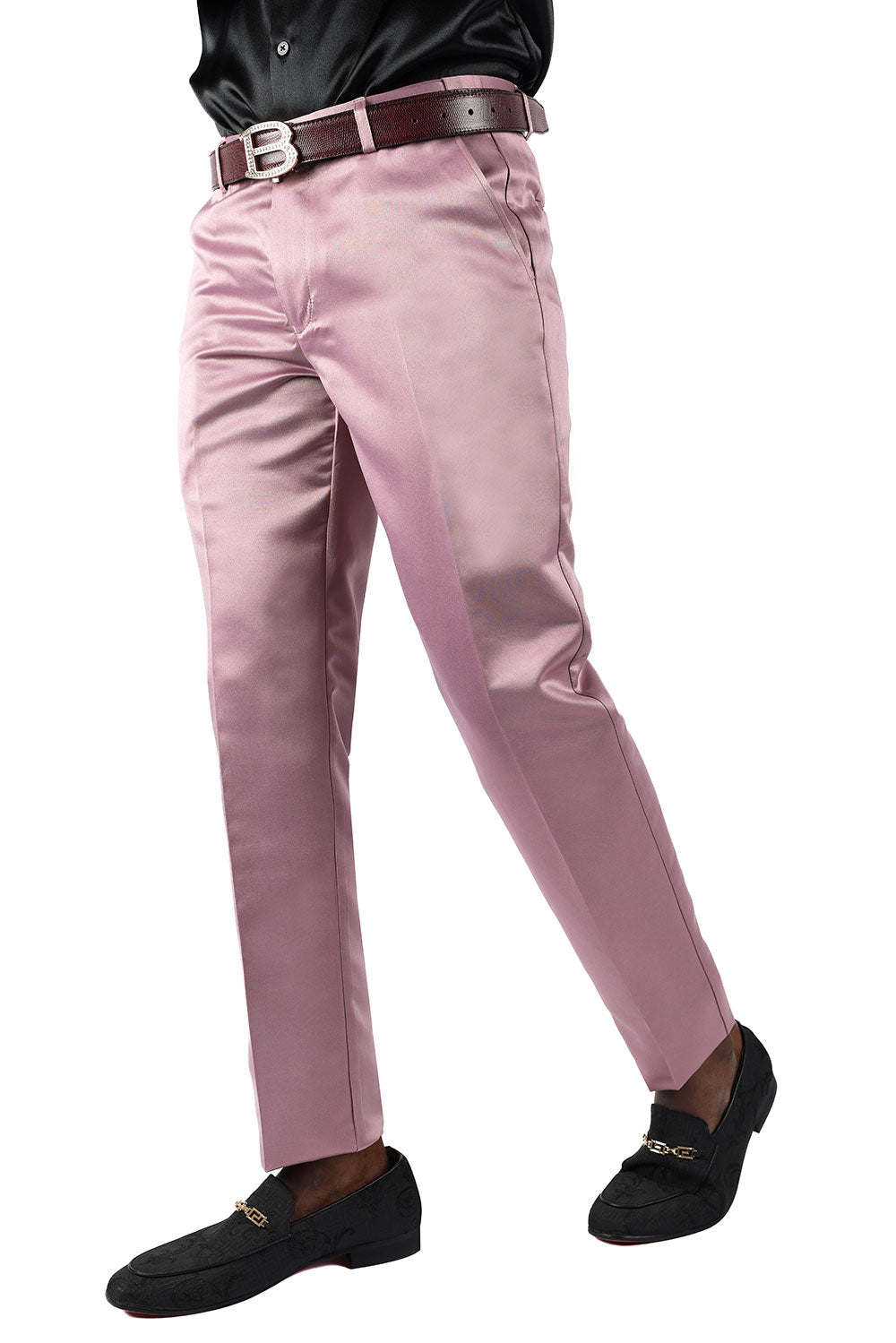 BARABAS Men's Solid Color Plain Shiny Chino Dress Pants 3CP02 Purple