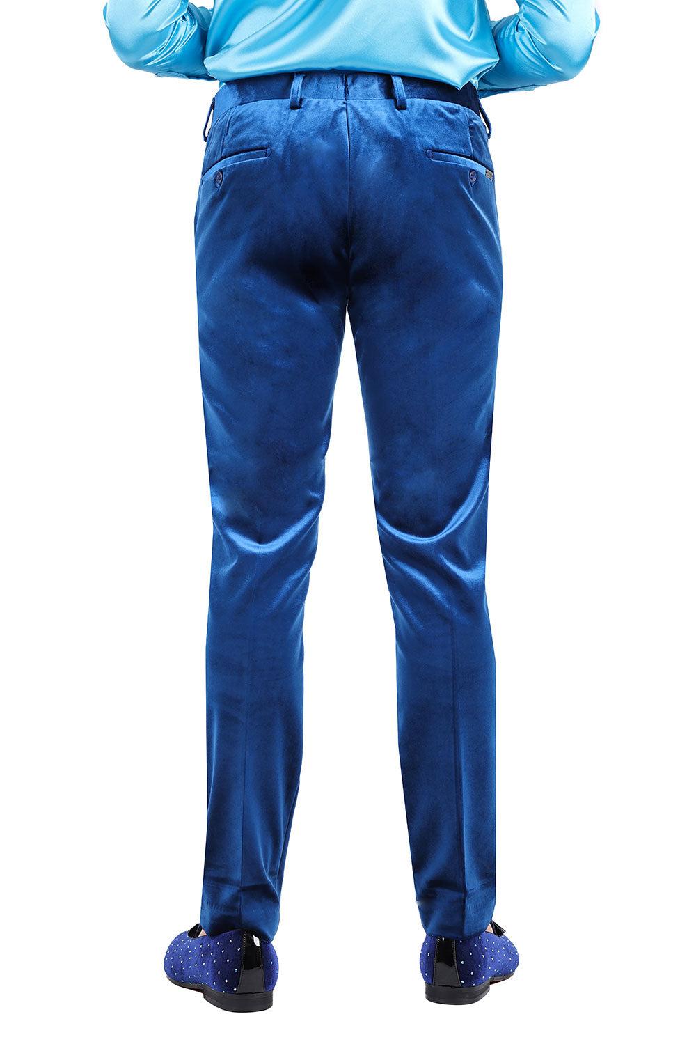 Barabas Men's Velvet Shiny Chino Solid Color Dress Pants 3CP04 Blue Royal