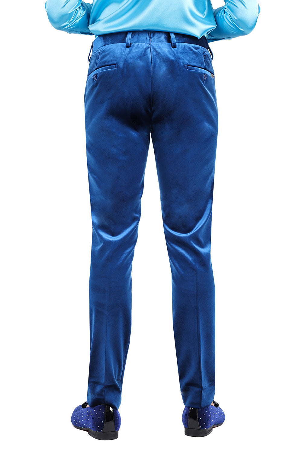 Barabas Men's Velvet Shiny Chino Solid Color Dress Pants 3CP06 Blue
