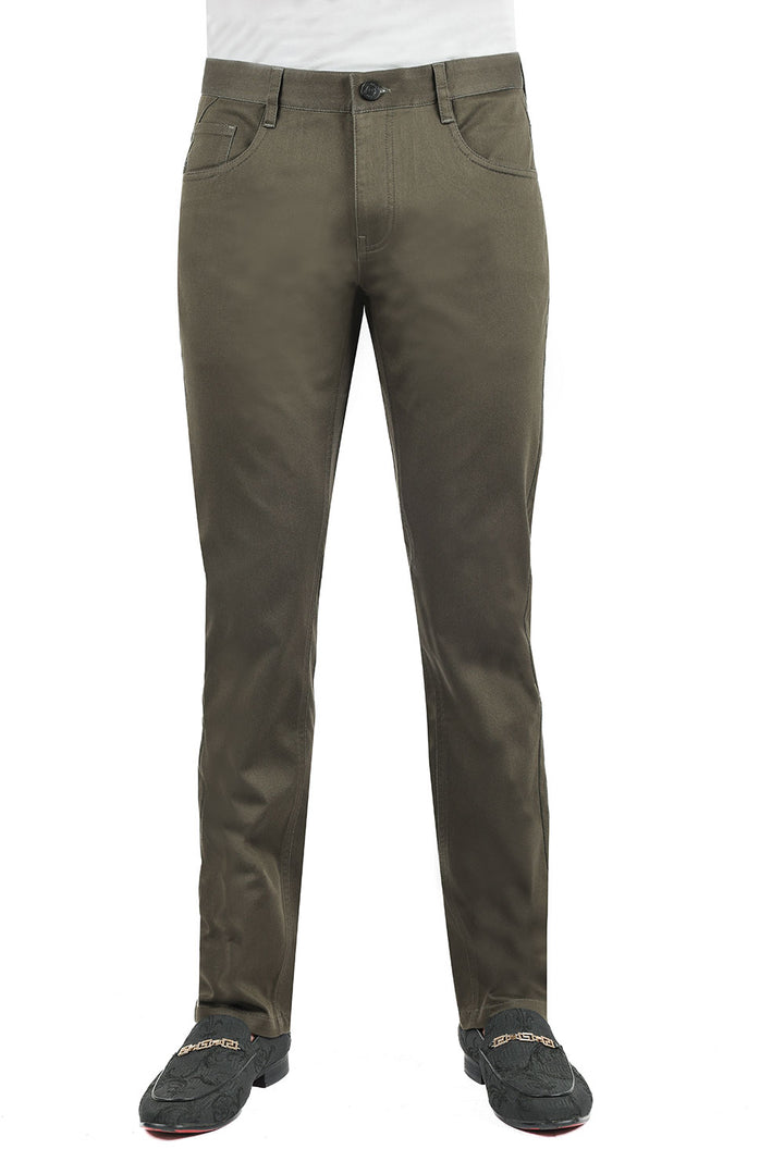 Barabas Men's Solid Color Basic Essential Chino Dress Pants 3CPW30 Olive