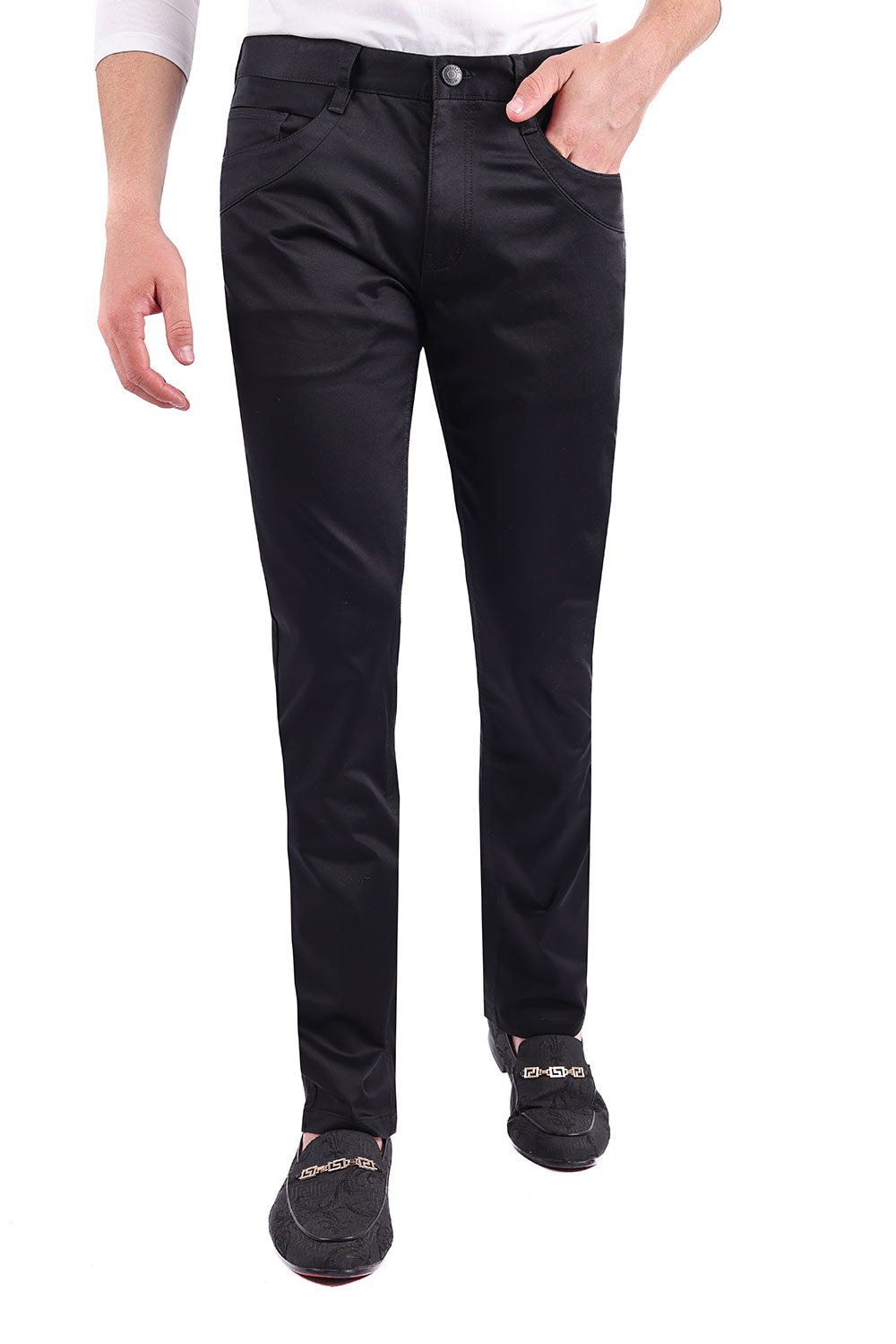 Barabas Men's Solid Color Basic Essential Chino Dress Pants 3CPW31 Black