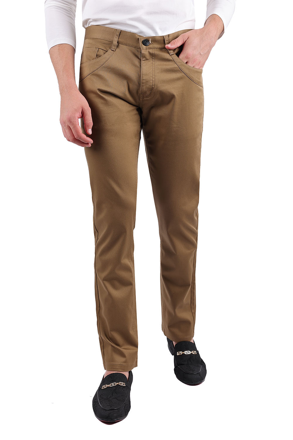 Barabas Men's Solid Color Basic Essential Chino Dress Pants 3CPW31 Khaki