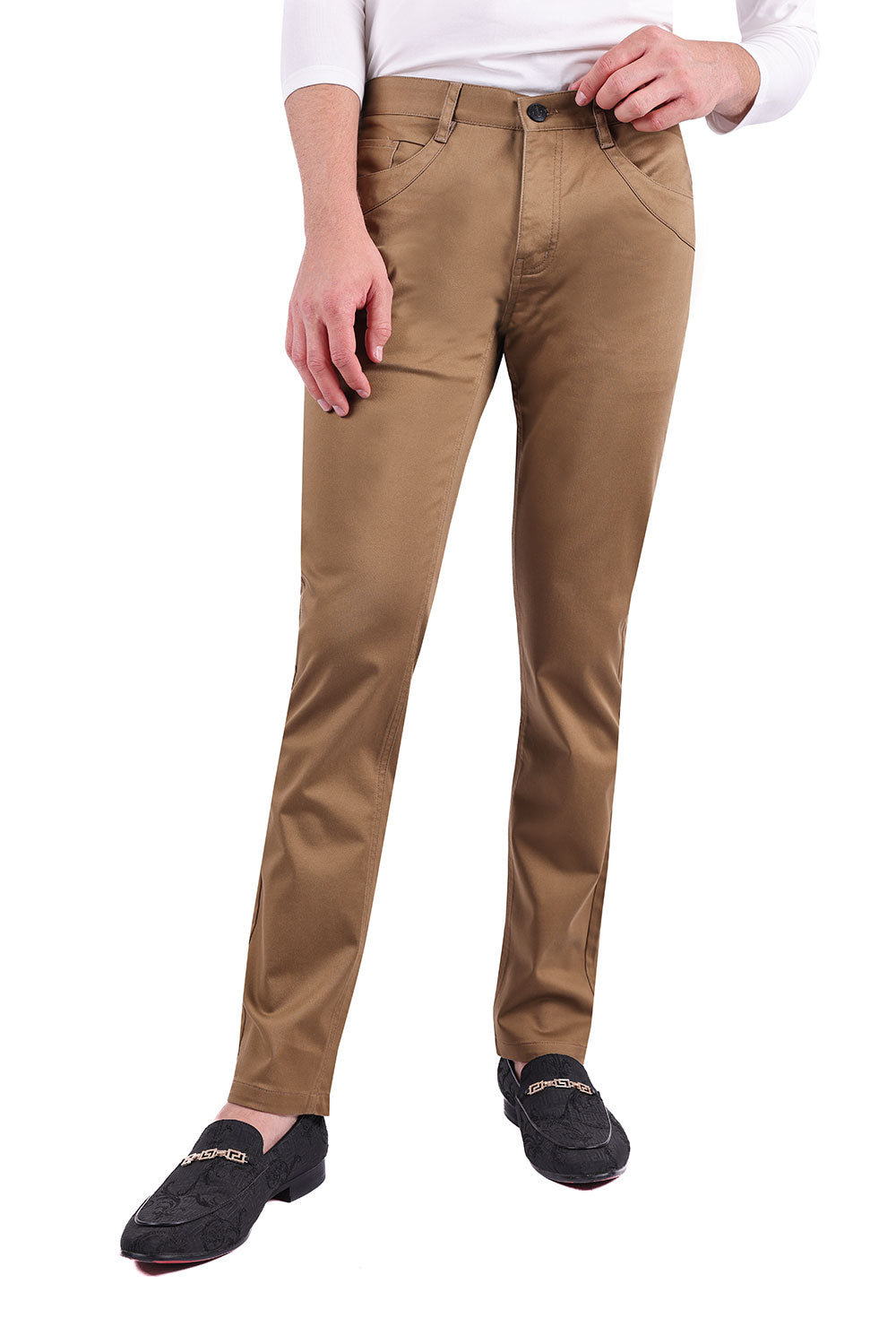 Barabas Men's Solid Color Basic Essential Chino Dress Pants 3CPW31 Khaki