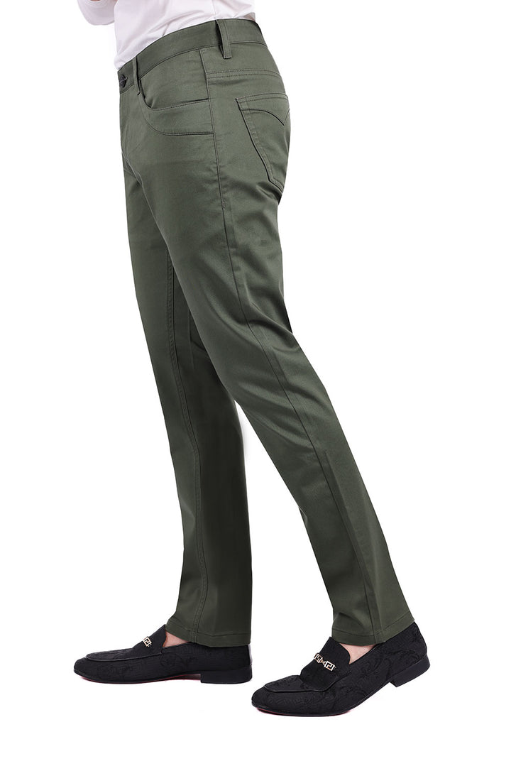 Barabas Men's Solid Color Basic Essential Chino Dress Pants 3CPW31 Olive