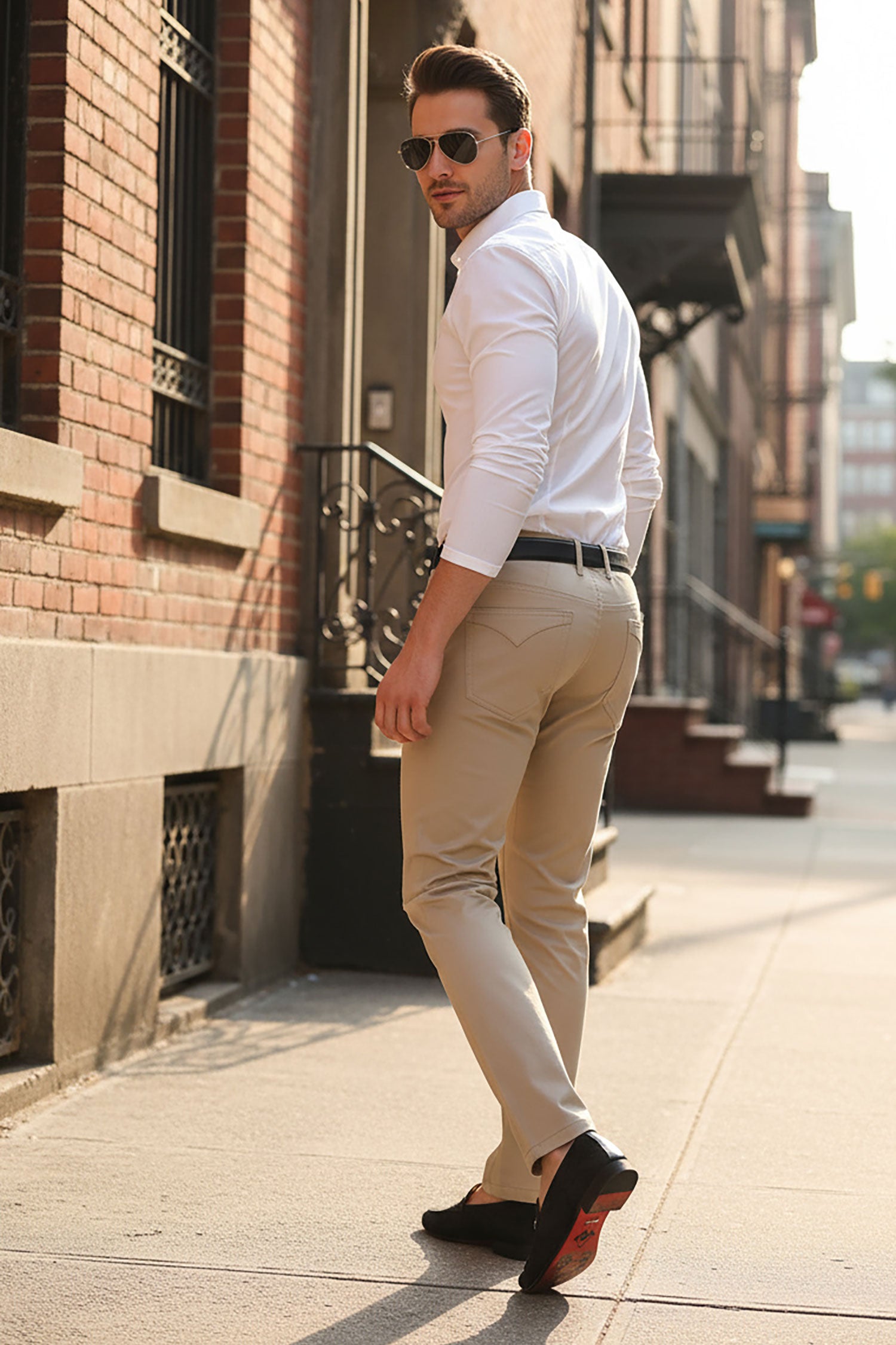 Barabas Men's Solid Color Basic Essential Chino Dress Pants 3CPW30 Natural