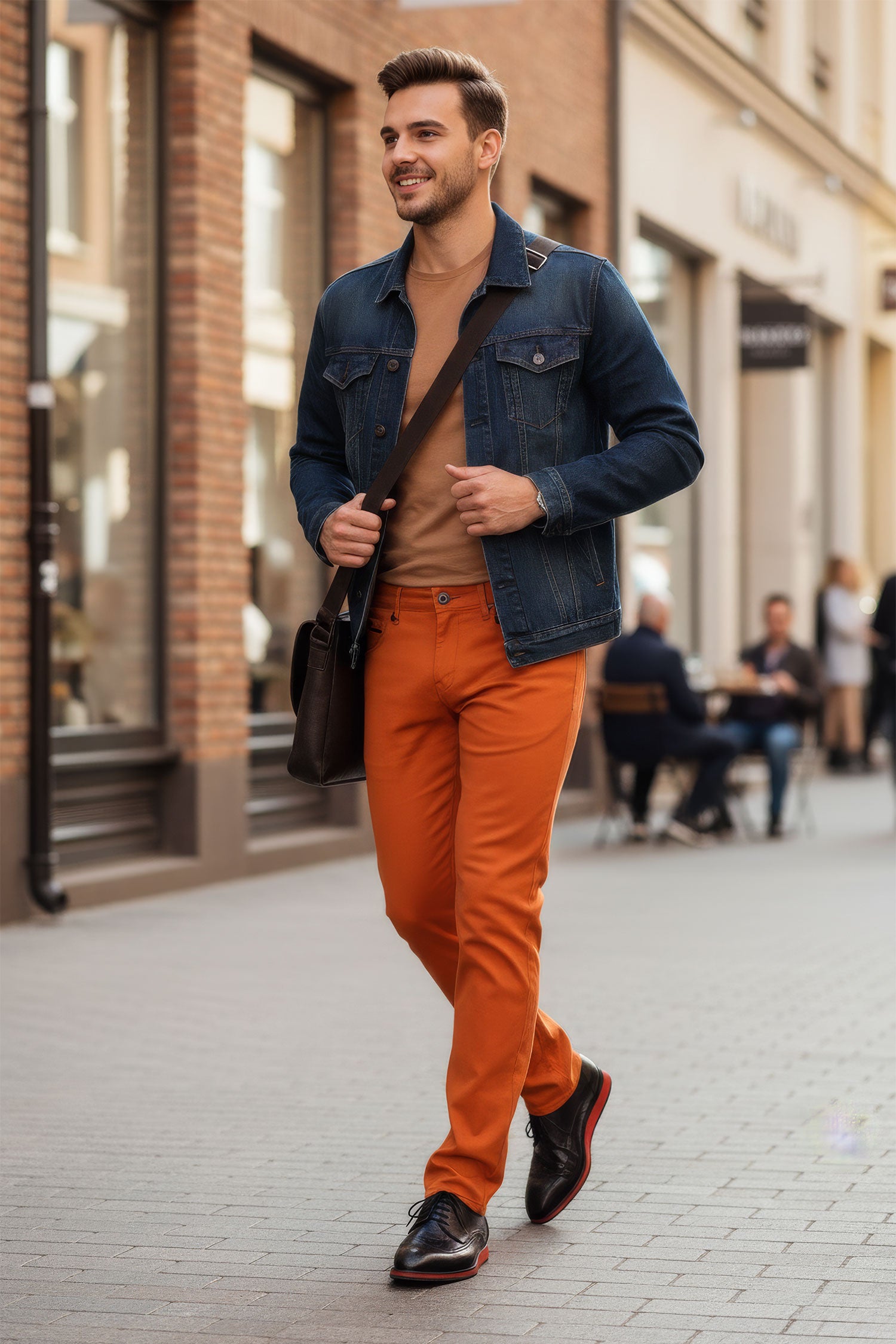 Barabas Men's Slim Fit Solid Color Plain Premium Jeans 3CPW32 Orange