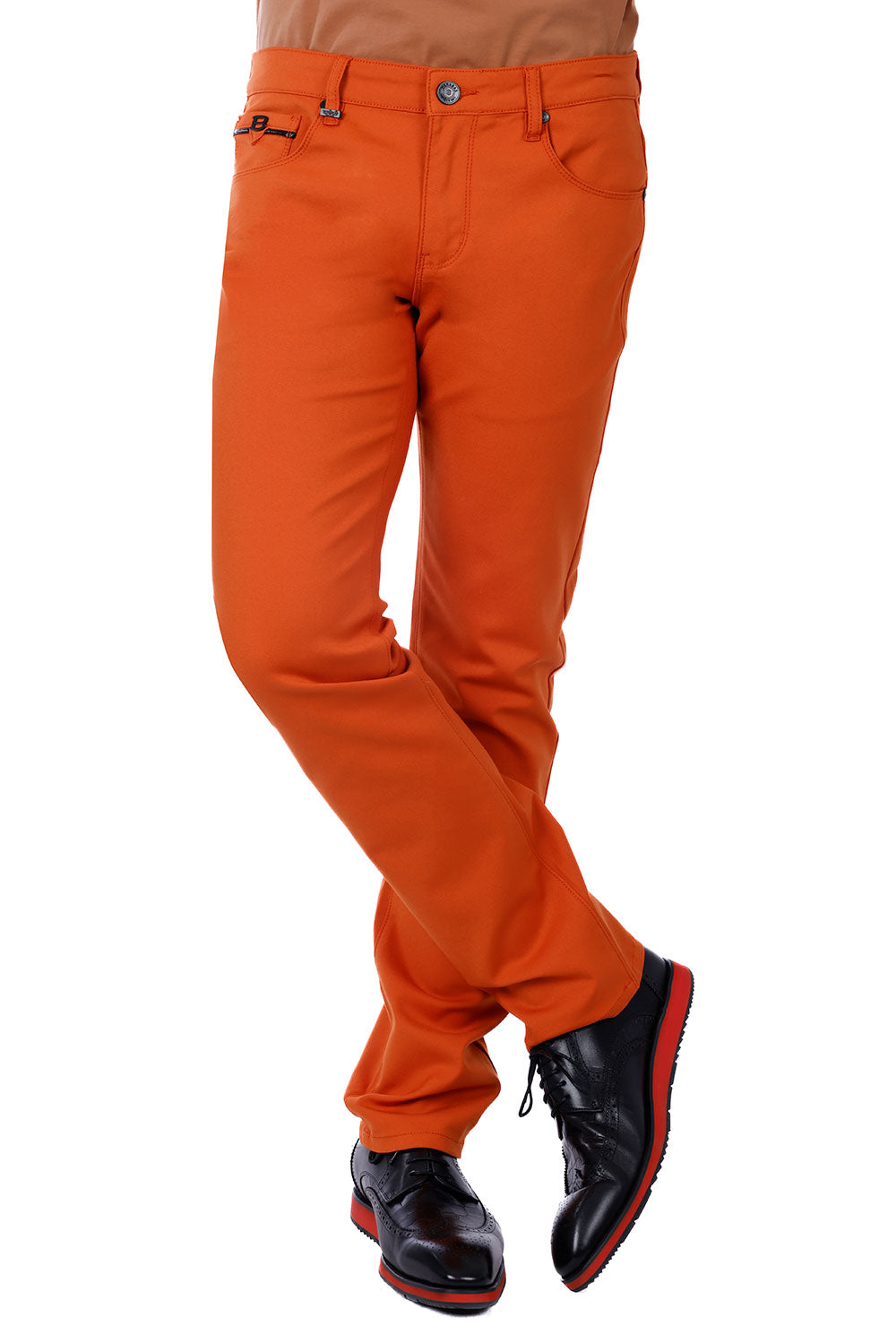 Barabas Men's Slim Fit Solid Color Plain Premium Jeans 3CPW32 Orange