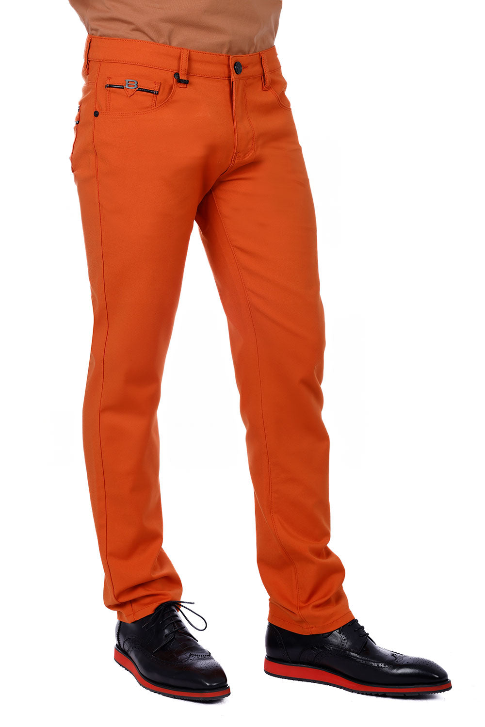 Barabas Men's Slim Fit Solid Color Plain Premium Jeans 3CPW32 Orange