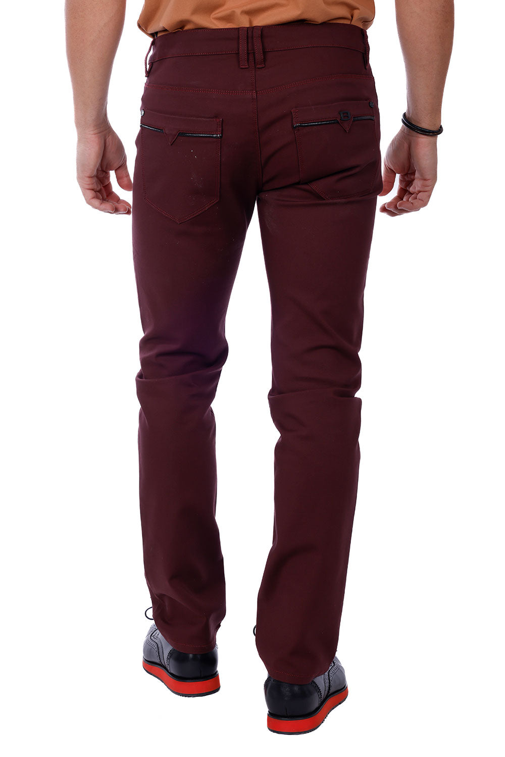 Barabas Men's Slim Fit Solid Color Plain Premium Jeans 3CPW32 Burgundy