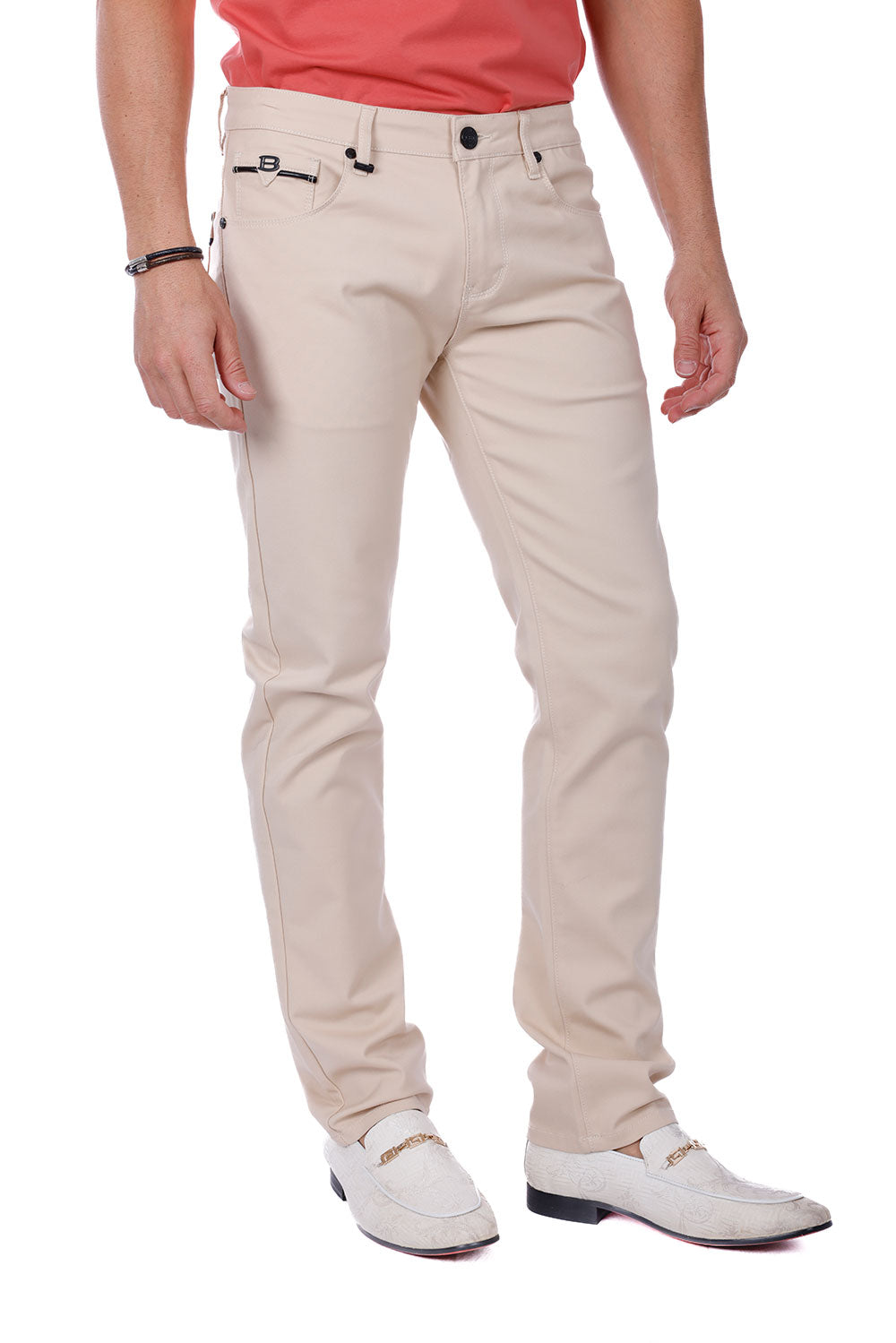 Barabas Men's Slim Fit Solid Color Plain Premium Jeans 3CPW32 Cream