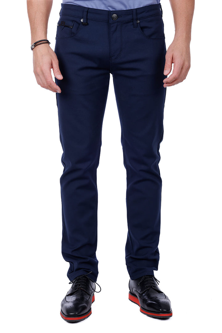 Barabas Men's Slim Fit Solid Color Plain Premium Jeans 3CPW32 Navy