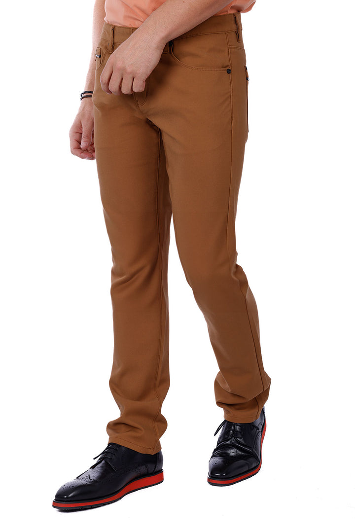 Barabas Men's Slim Fit Solid Color Plain Premium Jeans 3CPW32 Brown