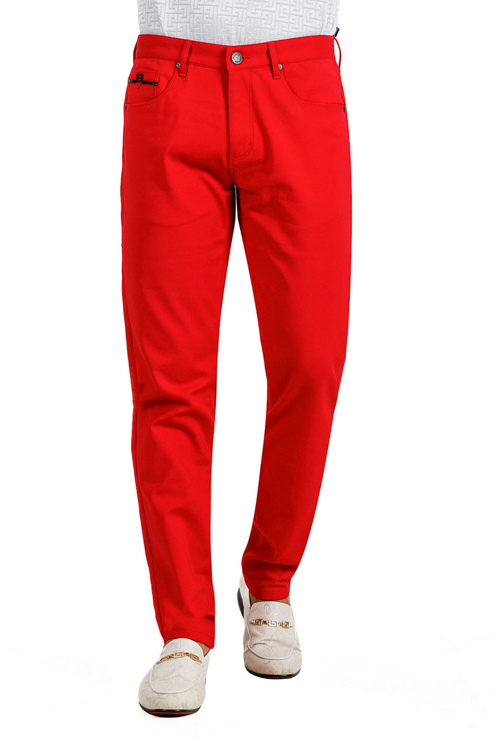 Barabas Men's Slim Fit Solid Color Plain Premium Jeans 3CPW32 Red
