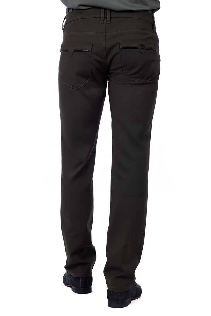 Barabas Men's Slim Fit Solid Color Plain Premium Jeans 3CPW32 Dark green