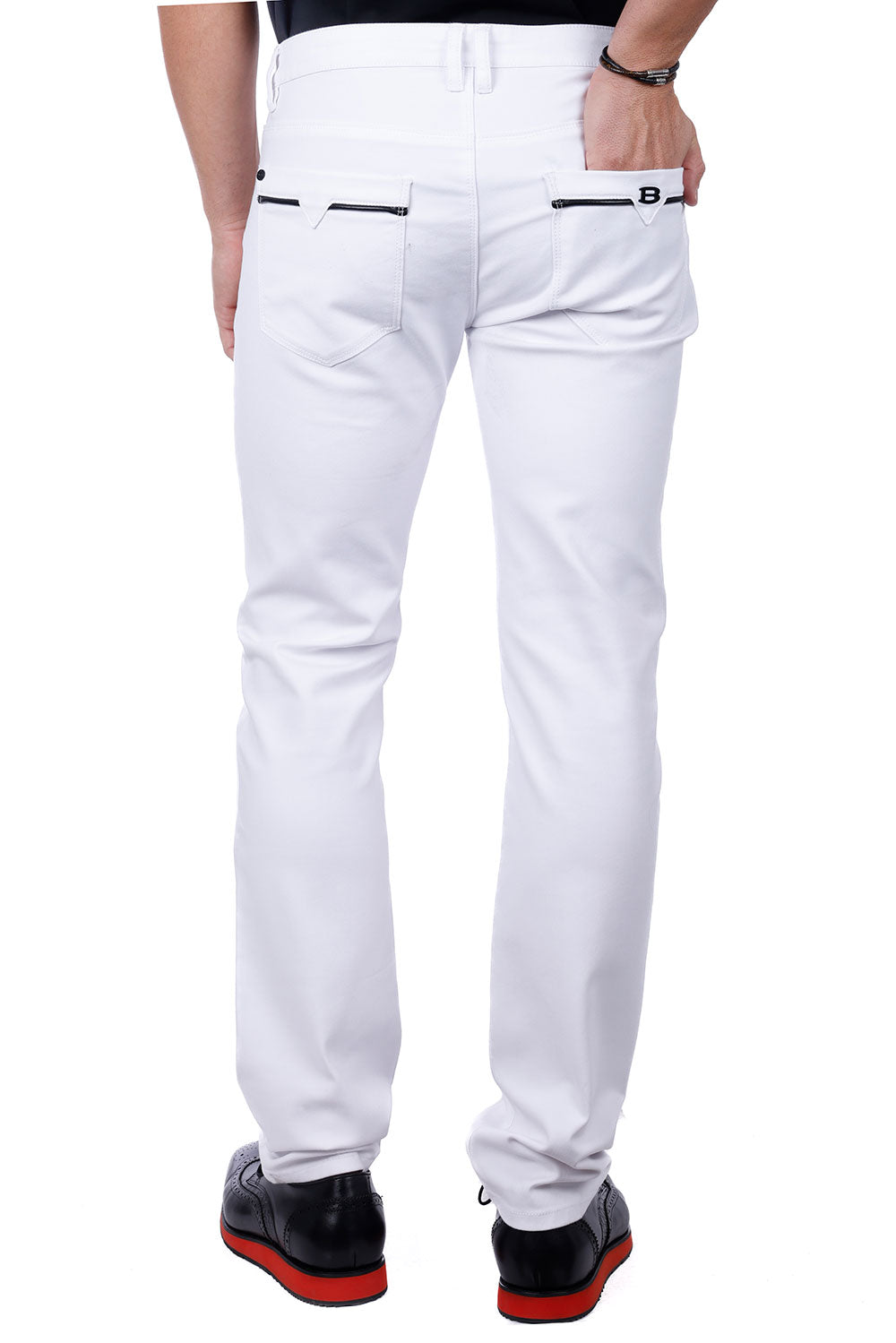 Barabas Men's Slim Fit Solid Color Plain Premium Jeans 3CPW32 White