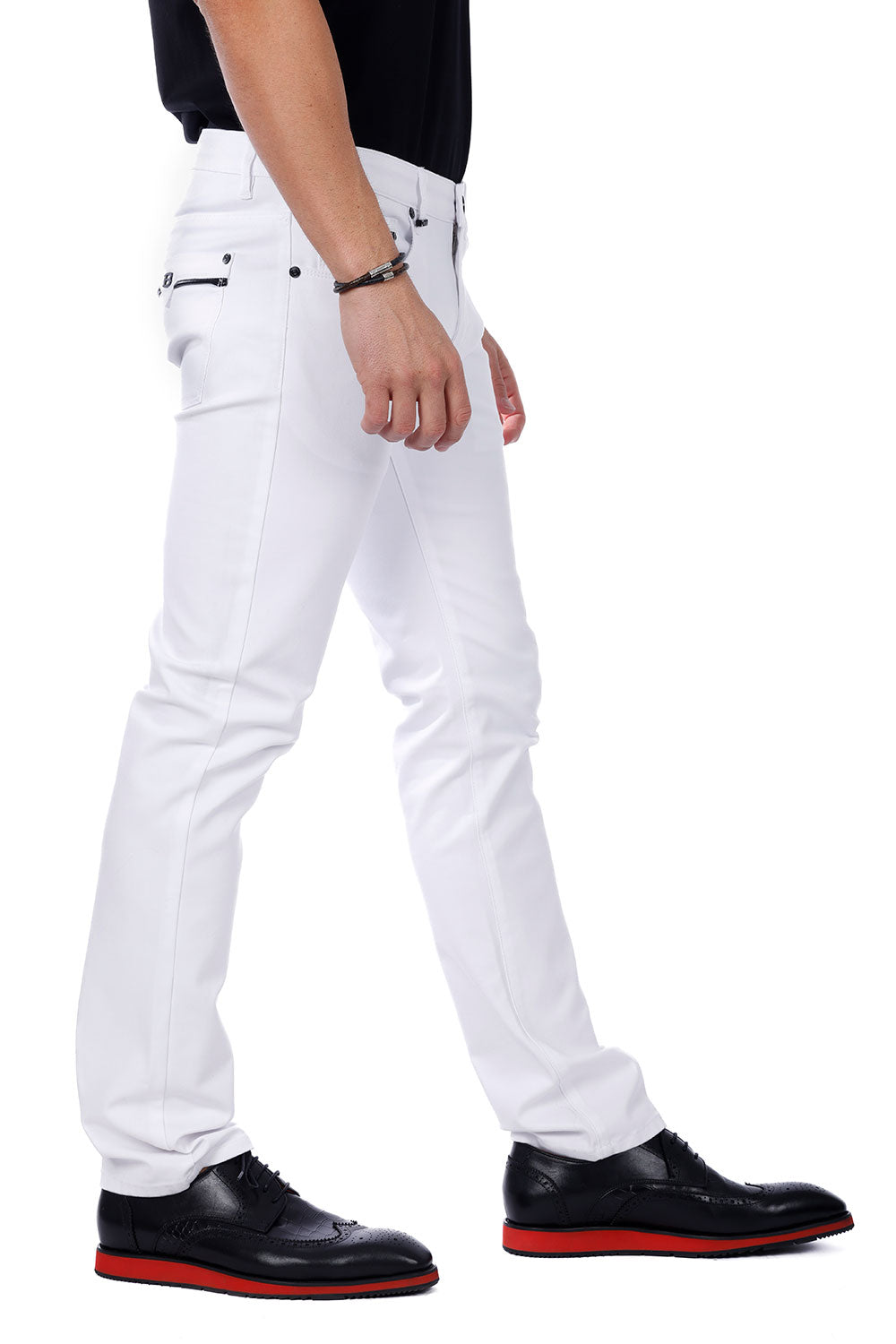 Barabas Men's Slim Fit Solid Color Plain Premium Jeans 3CPW32 White