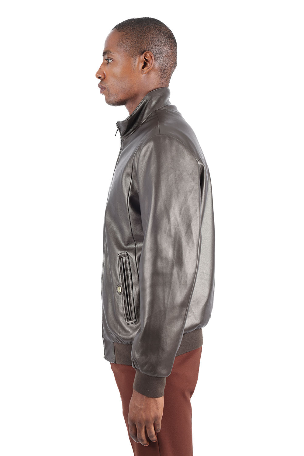 BARABAS Men's Faux Leather Zipper Closure Motorcycle Jacket 3JPU27 Bronze