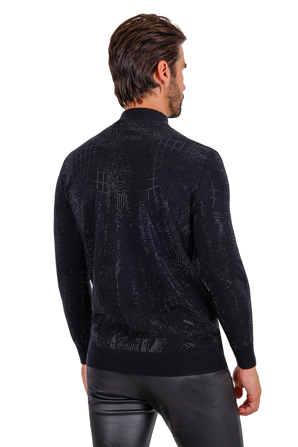 Barabas Men's Rhinestone Long Sleeve Turtleneck Sweater 3LS2107 Black