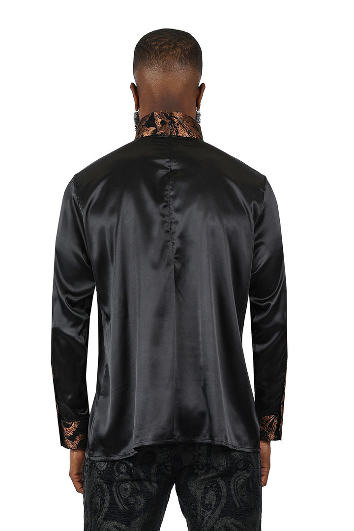 BARABAS Men's Paisley Long Sleeve Turtle Neck shirt 3MT05 Coffee
